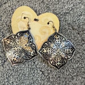 Brighton Black and Silver Ornate Earrings
